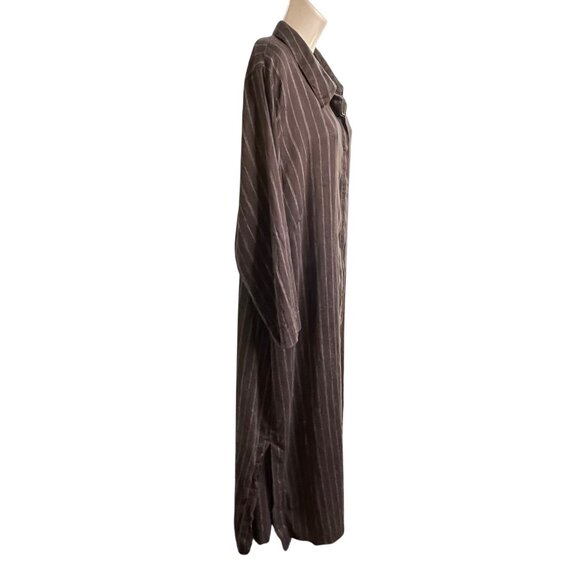 Marina Rinaldi Brown Striped Linen Cotton Button-Up Maxi Dress Made In Italy u - Picture 10 of 12
